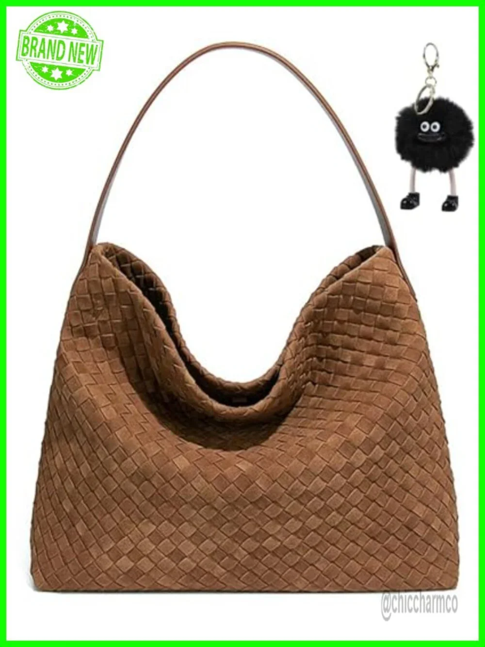 Woven Suede Hobo Bag - Spacious Tote Crossbody Shoulder Bag for Women